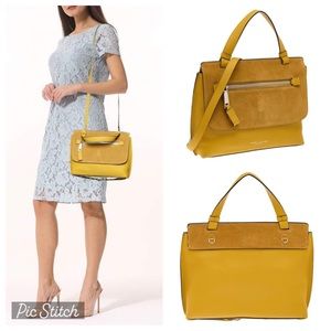 Yellow Leather and Suede Women's Bag